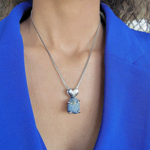 Real Raw Large Sapphire Necklace - Uniquelan Jewelry