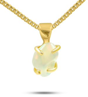 Real Raw Opal Pendant Necklace - Uniquelan Jewelry