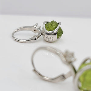 Real Raw Peridot Drop Earrings - Uniquelan Jewelry
