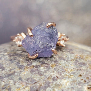 Raw Tanzanite Ring Bracelet Set - Uniquelan Jewelry