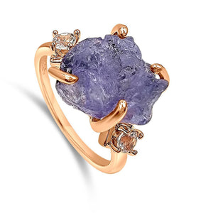 Raw Tanzanite Ring Bracelet Set - Uniquelan Jewelry