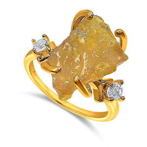 Real Raw Yellow Sapphire Ring - Uniquelan Jewelry