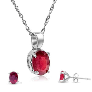 Real Ruby Heart Jewelry Set - Uniquelan Jewelry