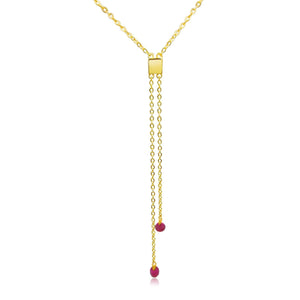 Real Ruby Lariat Chain Necklace - Uniquelan Jewelry