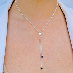 Real Sapphire Lariat Chain Necklace - Uniquelan Jewelry