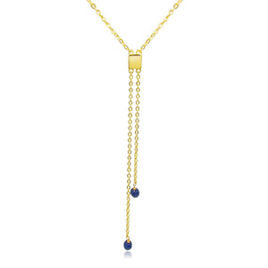 Real Sapphire Lariat Chain Necklace - Uniquelan Jewelry