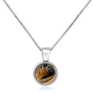 Real Tiger Eye Bezel Necklace - Uniquelan Jewelry