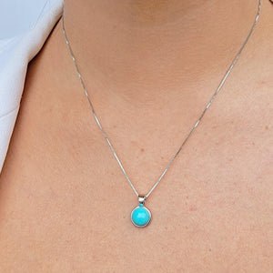 Real Turquoise Bezel Necklace - Uniquelan Jewelry
