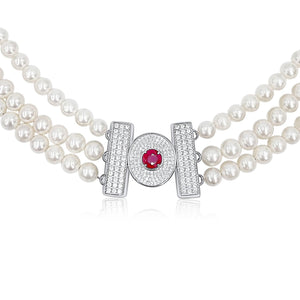Ruby Pearl Choker Necklace - Uniquelan Jewelry