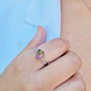 Watermelon Tourmaline Dainty Ring - Uniquelan Jewelry