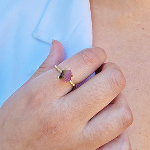 Watermelon Tourmaline Dainty Ring - Uniquelan Jewelry