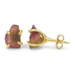 Watermelon Tourmaline Ring Stud Set - Uniquelan Jewelry