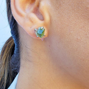 Watermelon Tourmaline Stud Earrings - Uniquelan Jewelry