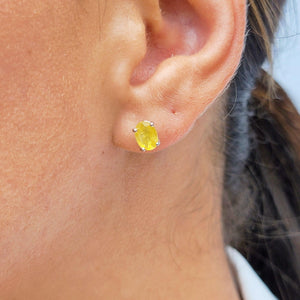 Yellow Sapphire Heart Stud Earrings - Uniquelan Jewelry
