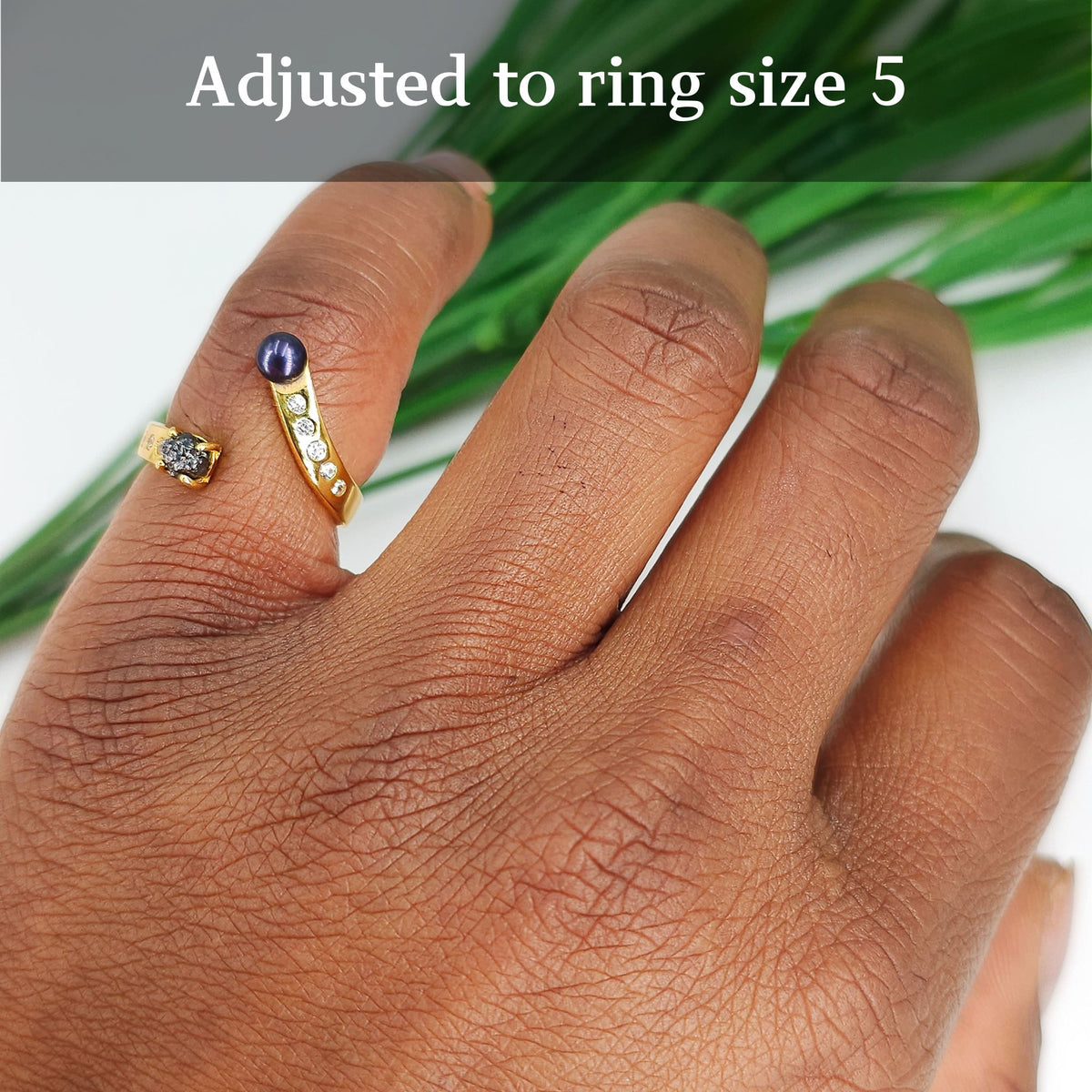 Pearl and Gemstone Adjustable Ring