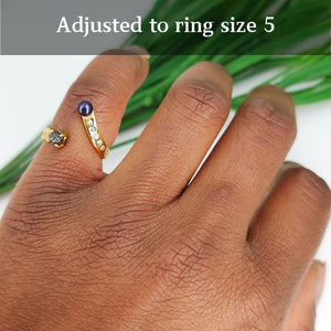 Pearl and Gemstone Adjustable Ring