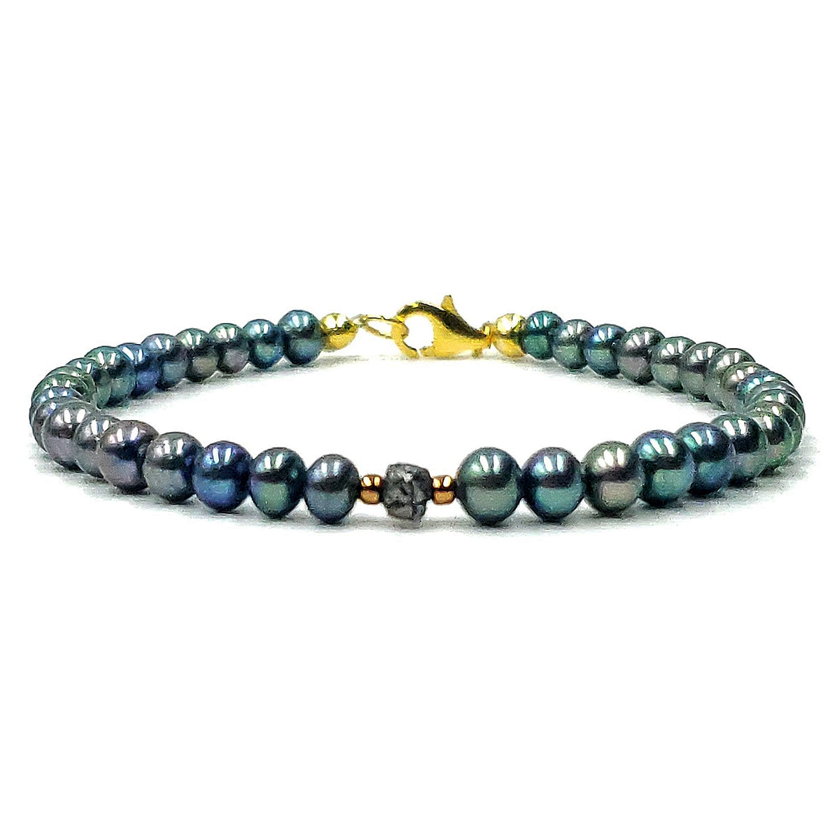 Real Pearl and Raw Diamond Bracelet