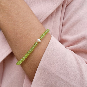Real Peridot and Pearl Bracelet