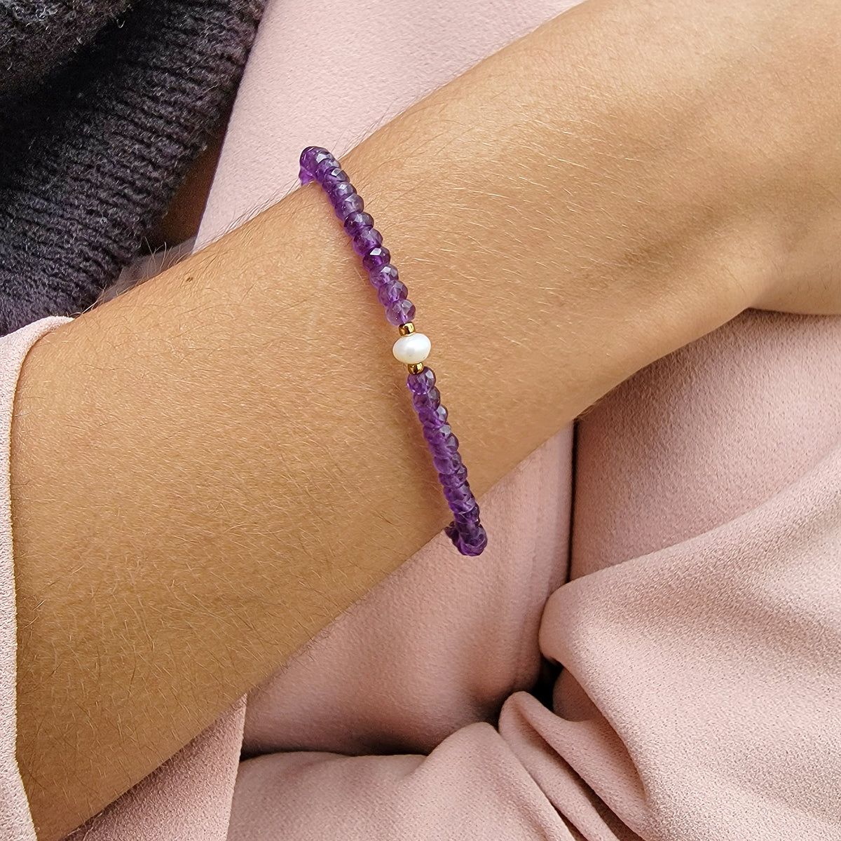 Real Amethyst and Pearl Bracelet
