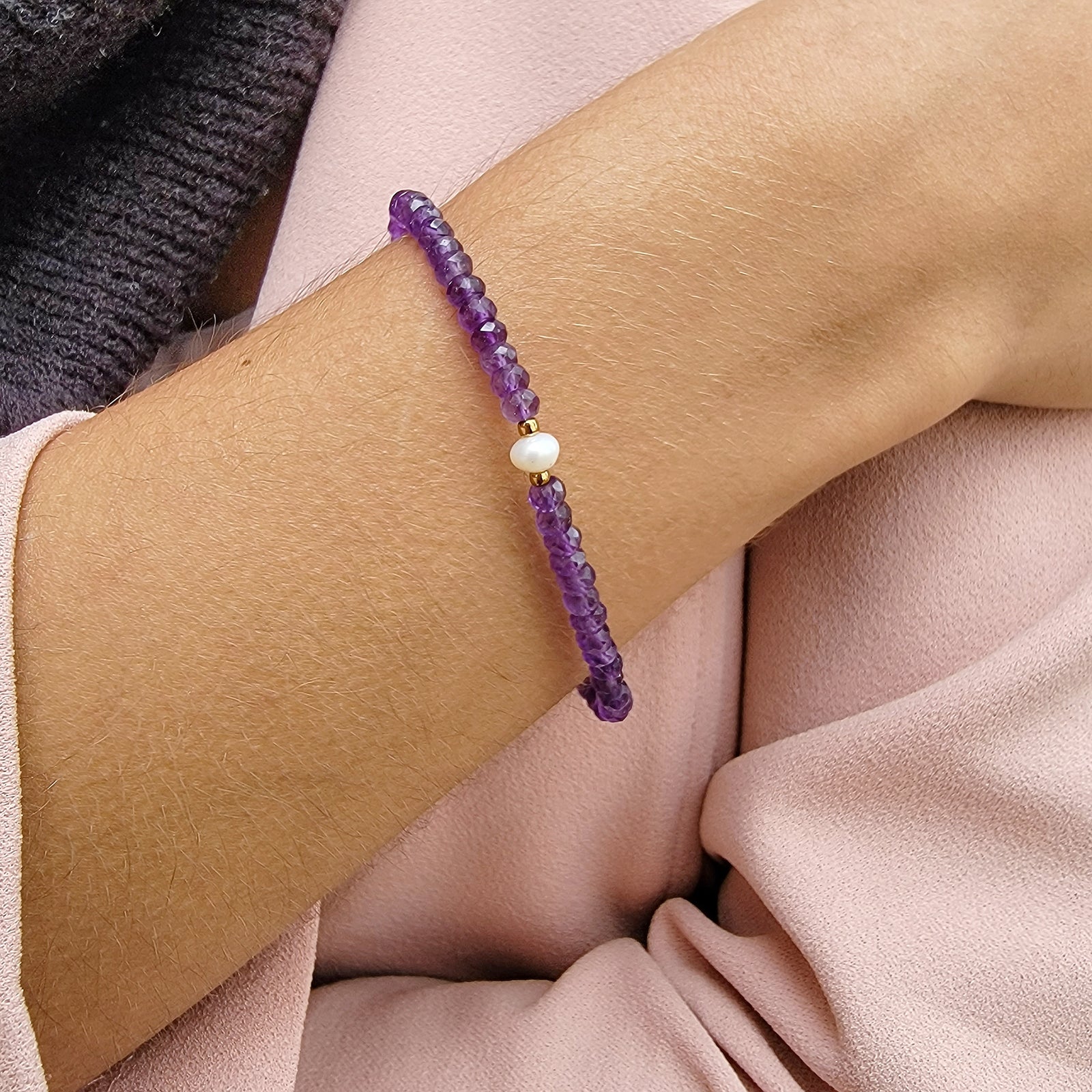 Real Amethyst and Pearl Bracelet
