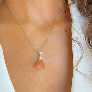 Raw Flashy Sunstone Crystal Necklace