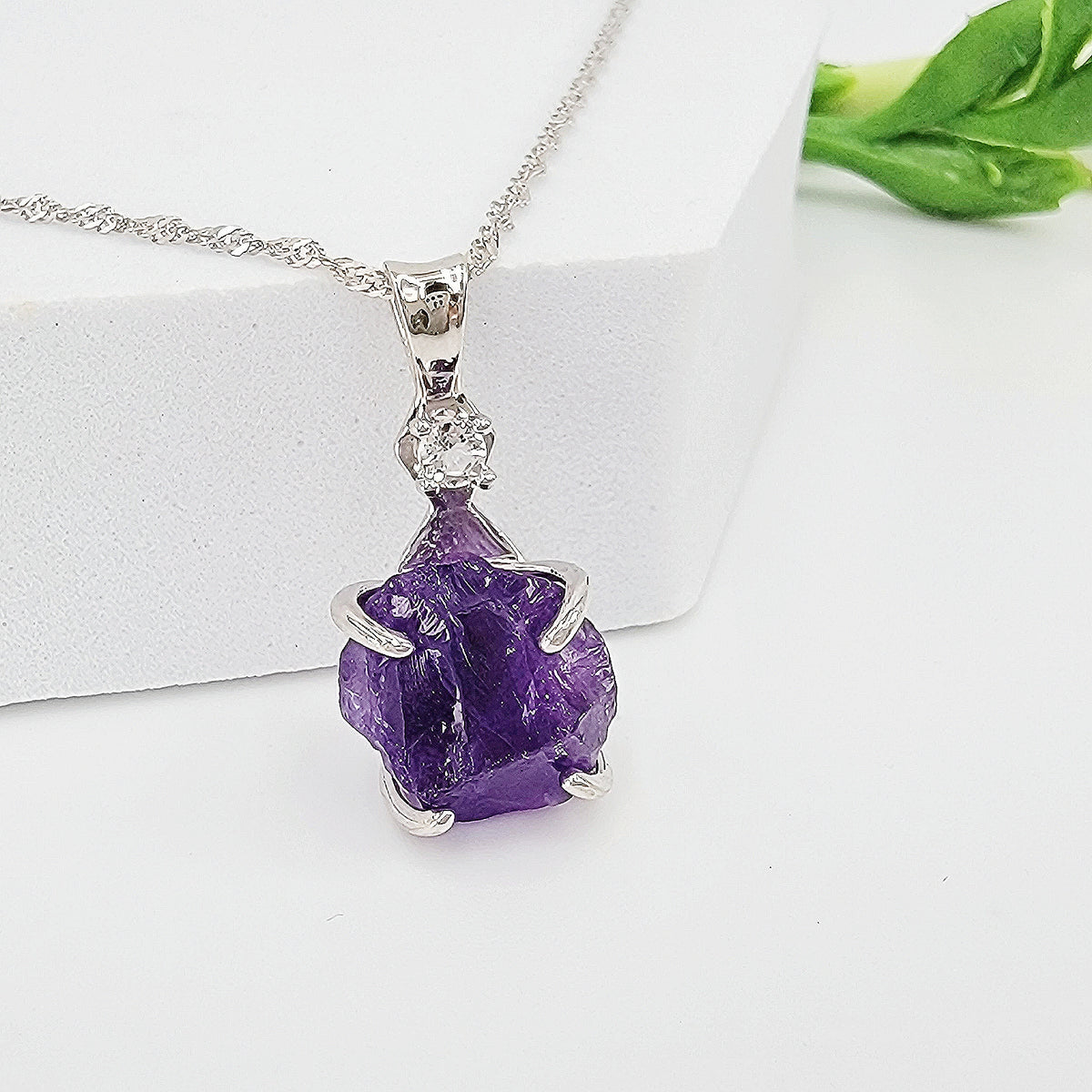 Raw Amethyst and Quartz Necklace