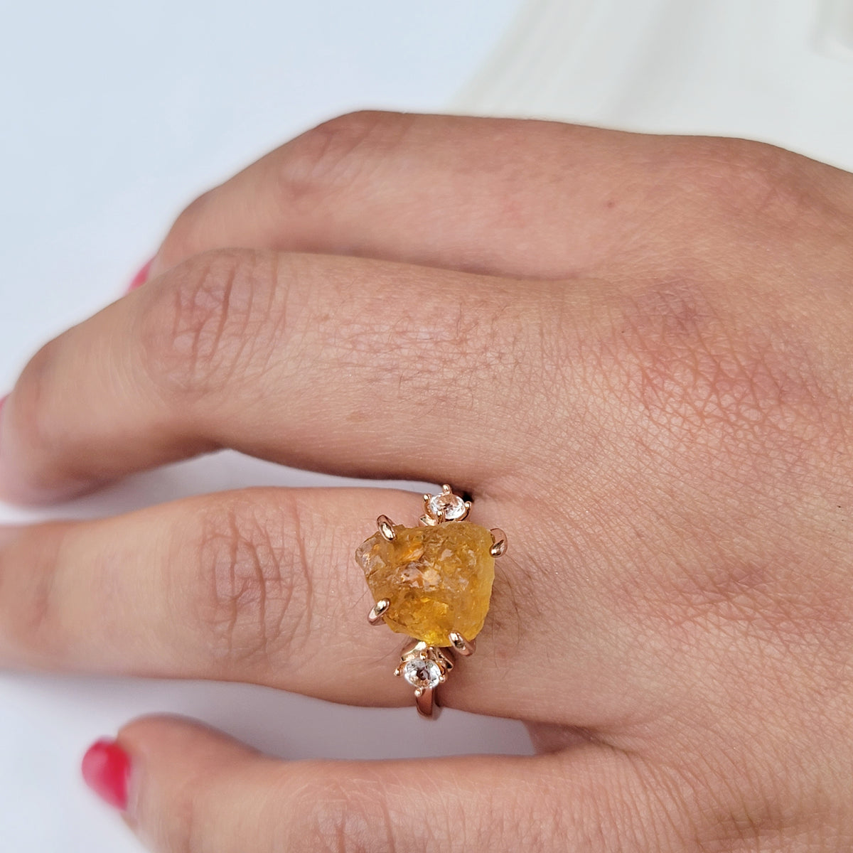 Raw Citrine Stone Ring