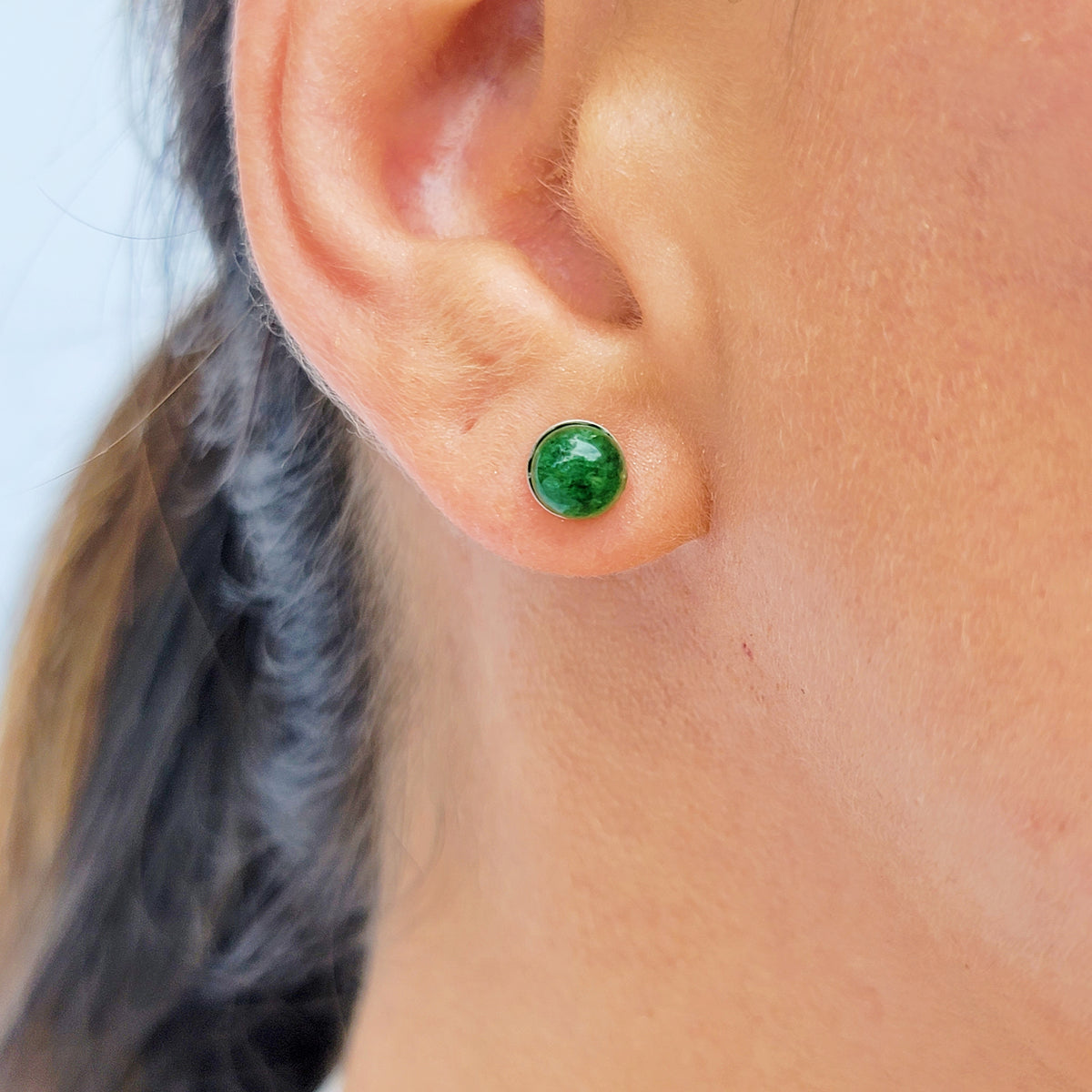 Real Opal Bezel Stud Earrings