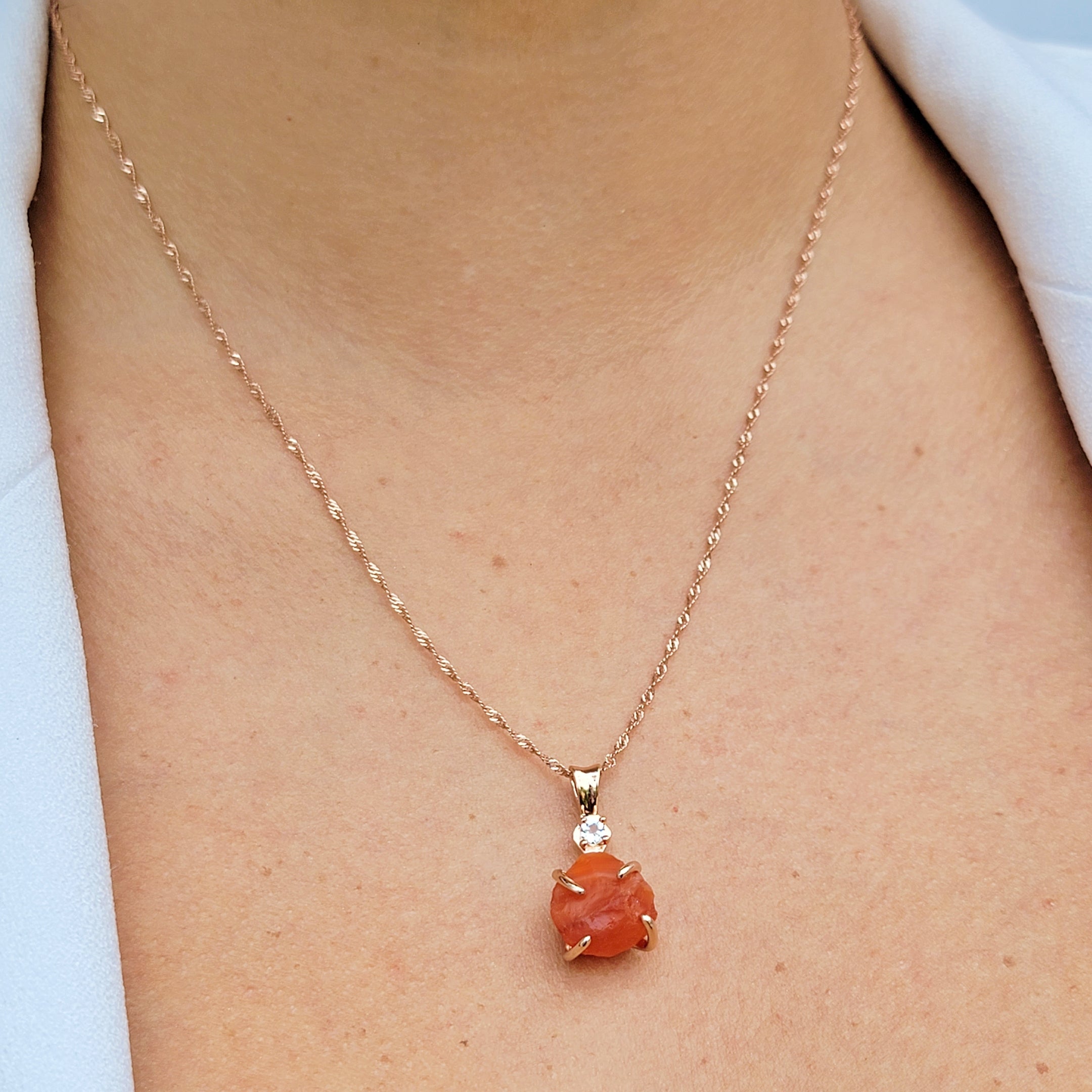 Raw Carnelian Necklace and Drop Earrings Set - Uniquelan Jewelry display picture 1
