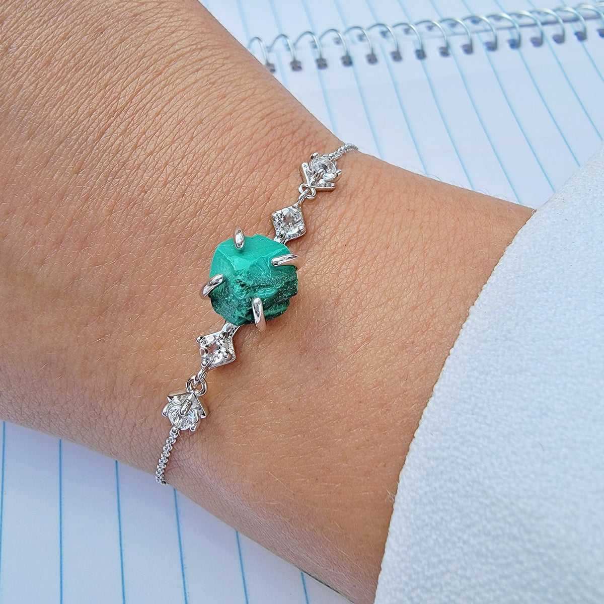 Raw Malachite Chain Bracelet