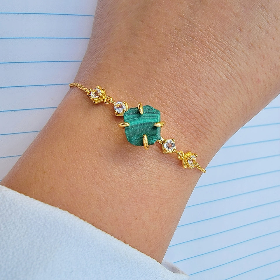 Raw Malachite Chain Bracelet