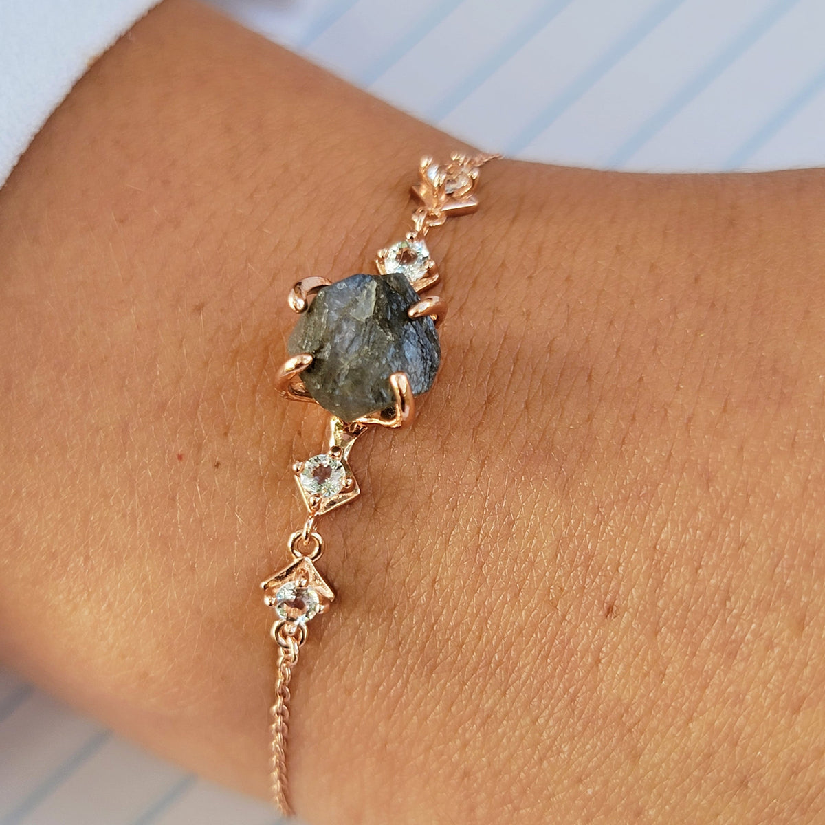 Raw Labradorite Chain Bracelet
