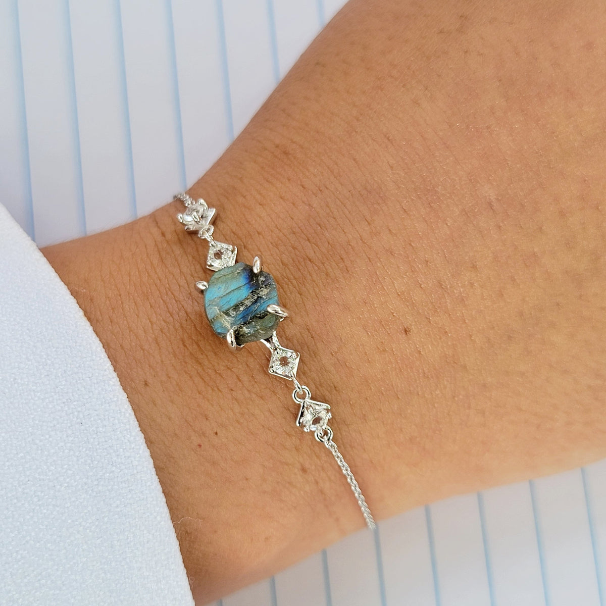 Raw Labradorite Chain Bracelet