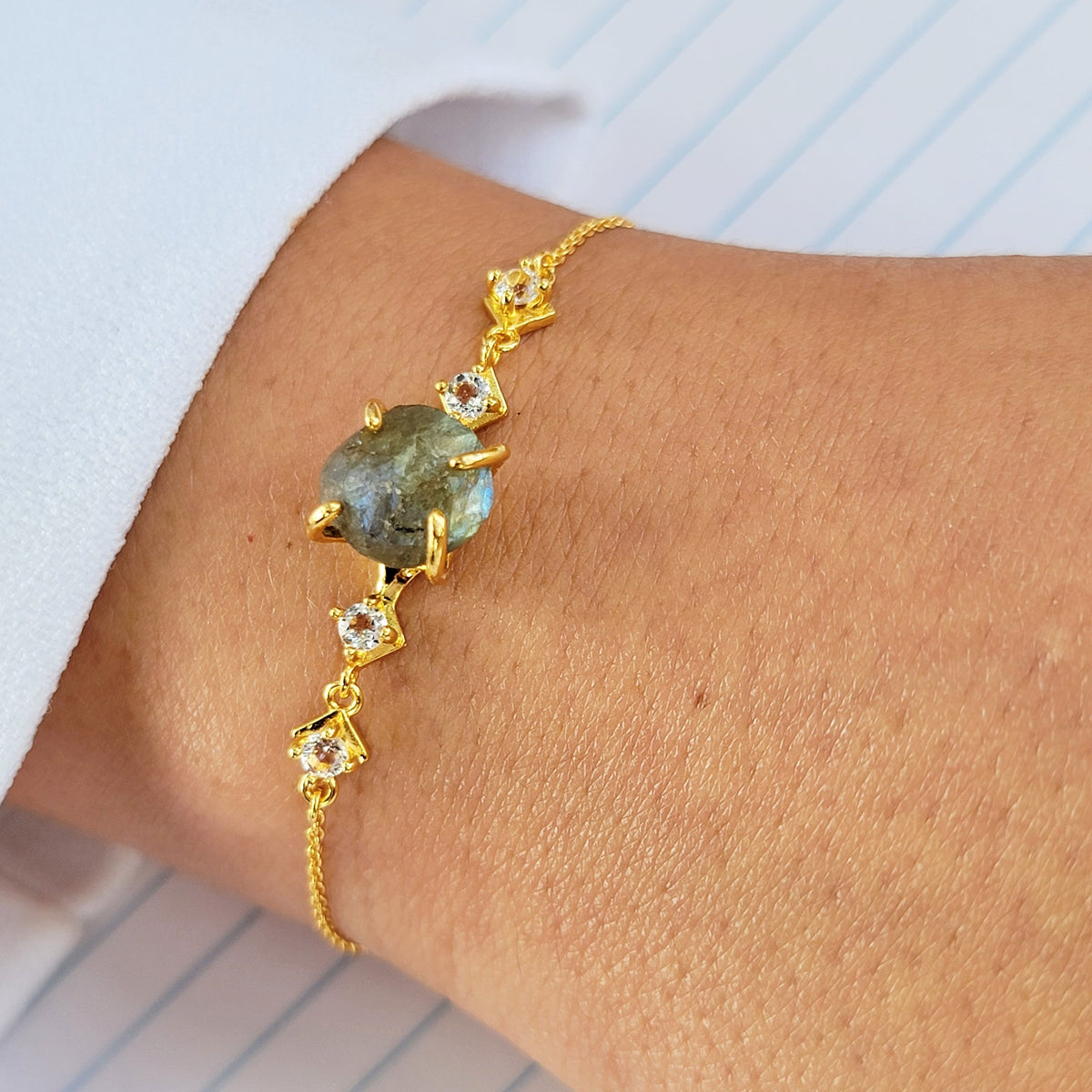 Raw Labradorite Chain Bracelet