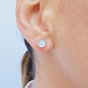 Real Moonstone Bezel Stud Earrings