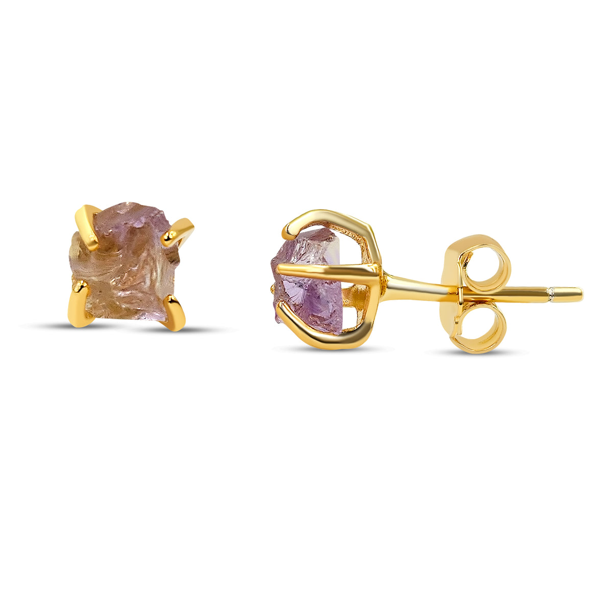 Tiny Raw Ametrine Stud Earrings