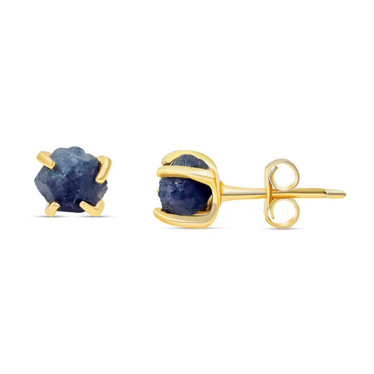 Tiny Raw Sapphire Stud Earrings