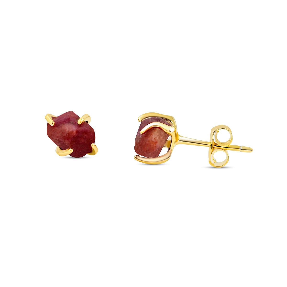 Tiny Raw Ruby Stud Earrings