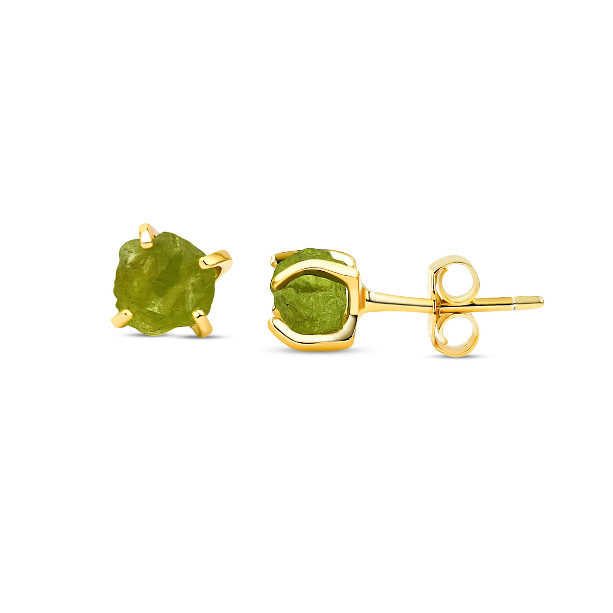 Tiny Raw Peridot Stud Earrings