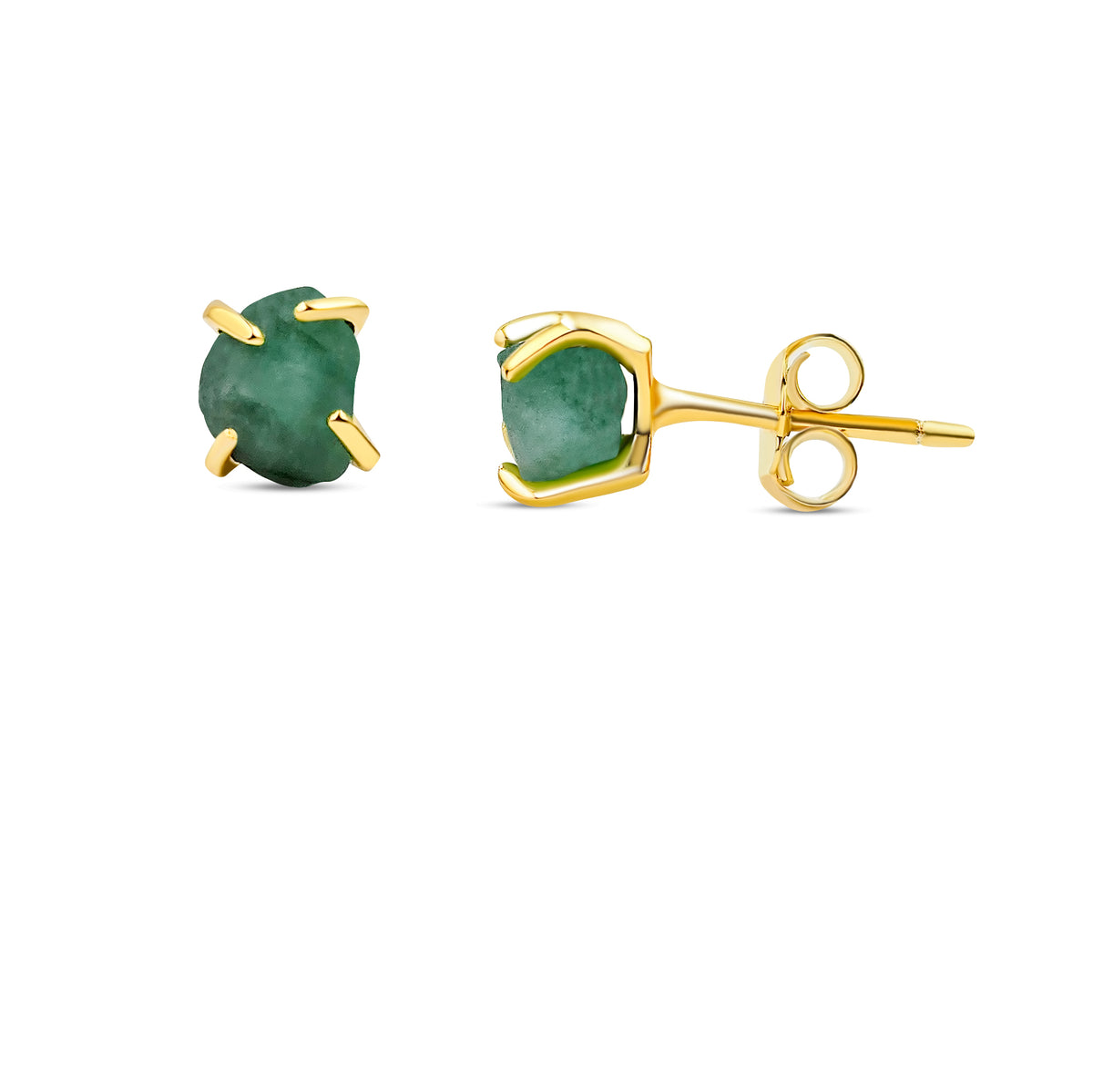 Tiny Raw Emerald Earrings