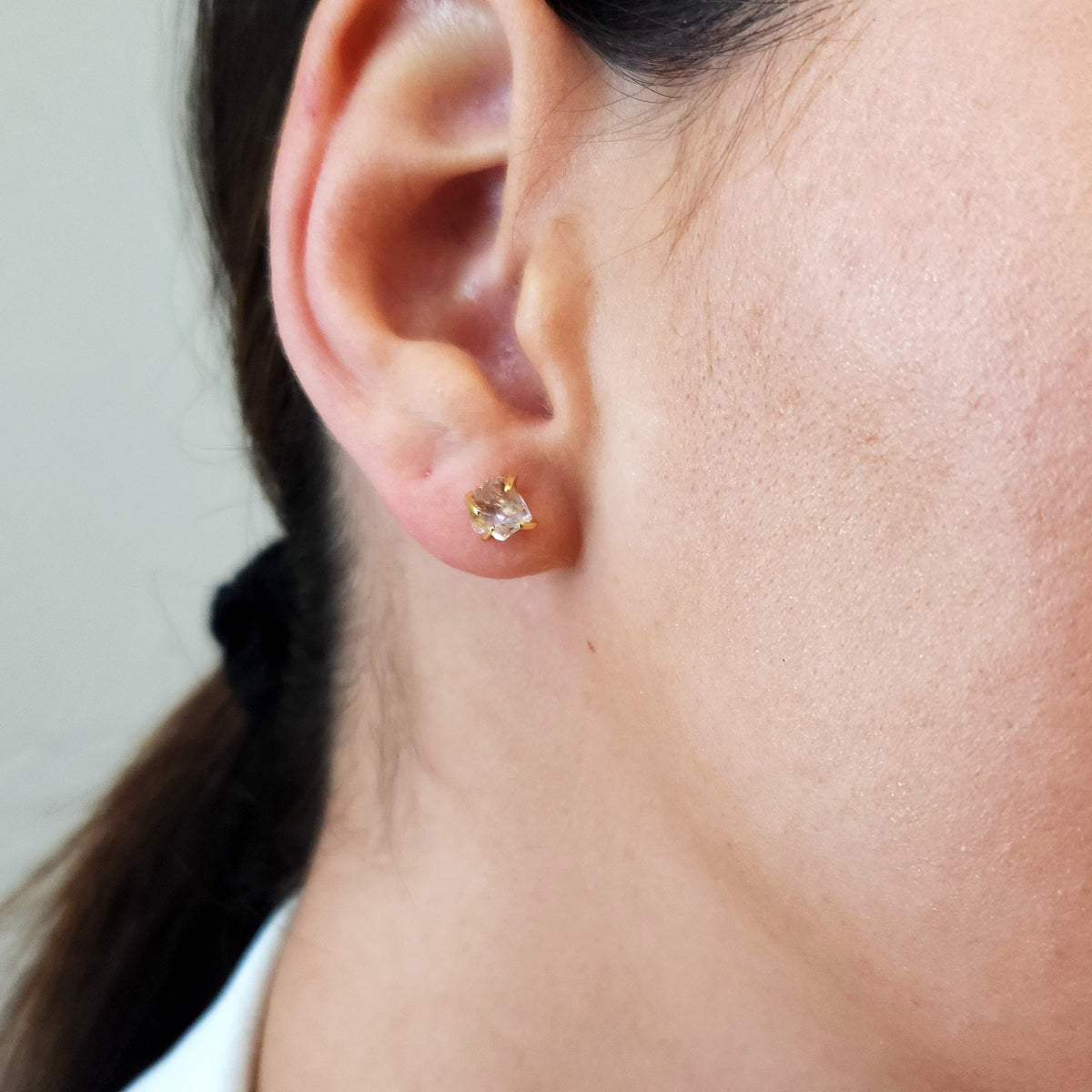 Tiny Raw Ametrine Stud Earrings