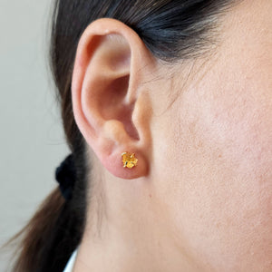 Tiny Raw Crystal Earrings - Citrine