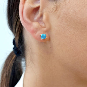 Tiny Raw Stone Earrings - Turquoise