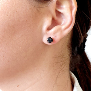 Tiny Raw Black Tourmaline Earrings