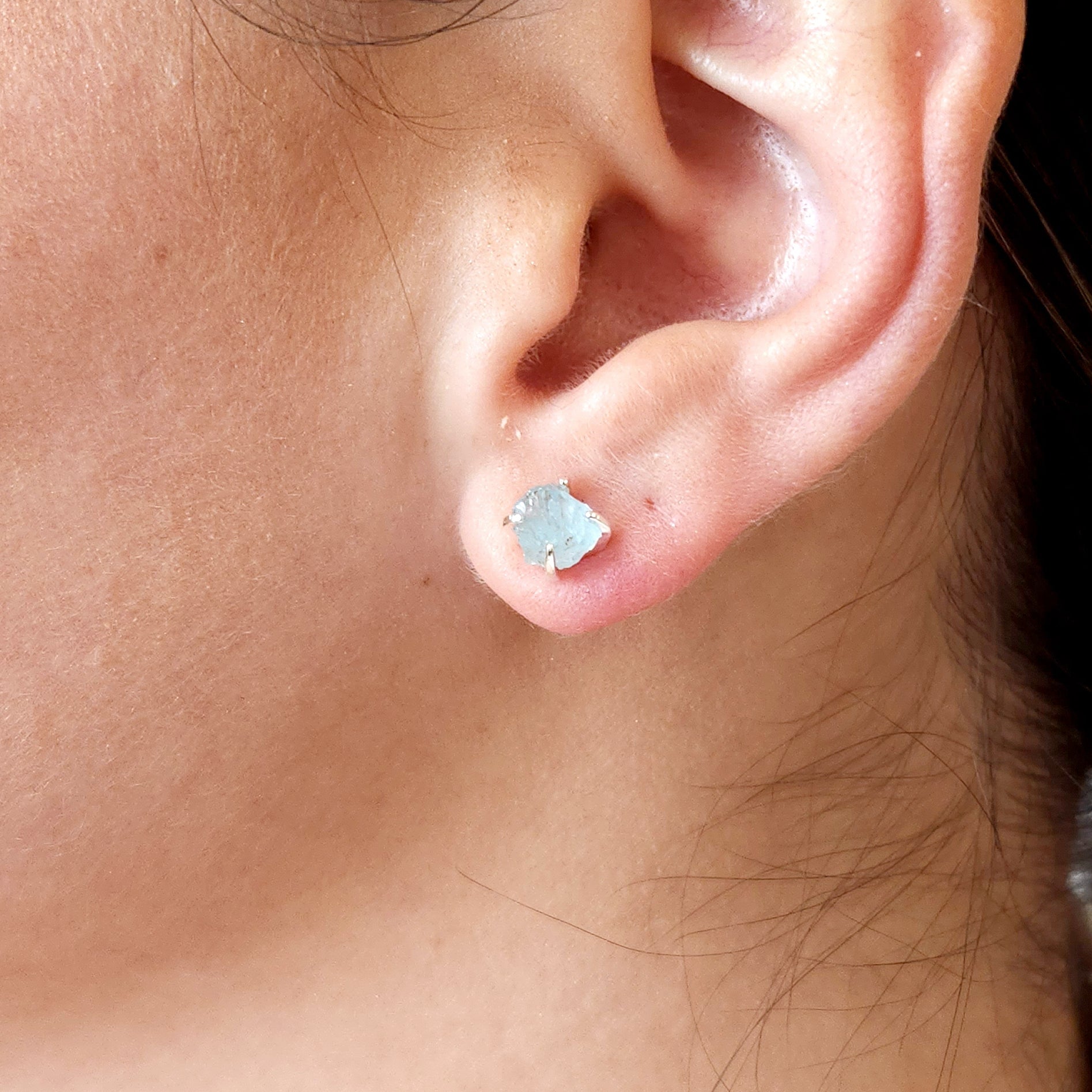 Raw Crystal Earrings - Aquamarine