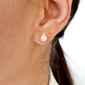 Tiny Raw Fire Opal Earrings