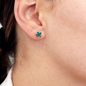 Tiny Raw Stone Earrings - Malachite