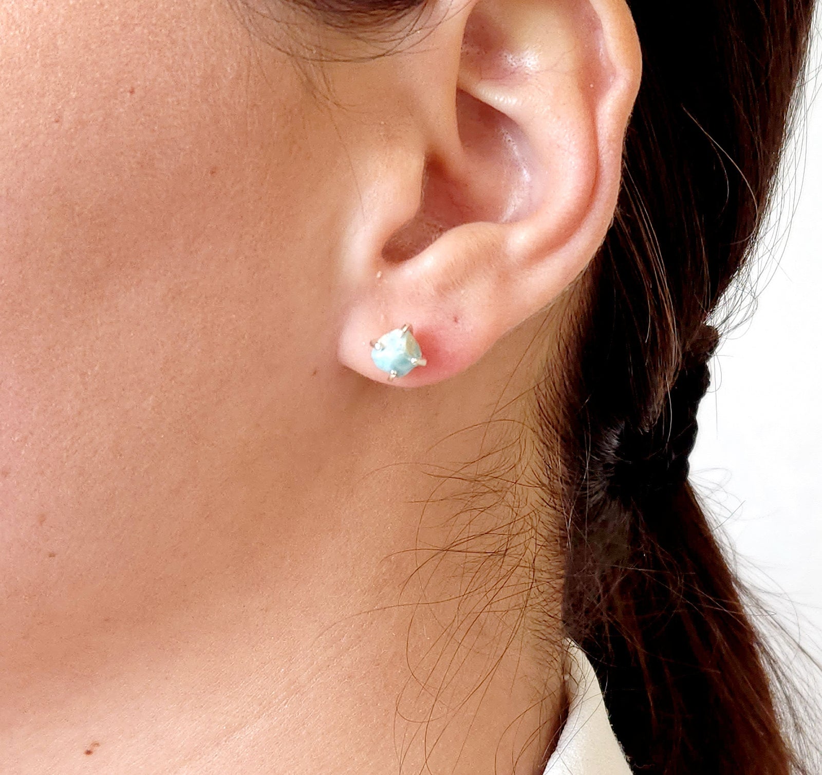 Raw Crystal Earrings - Larimar