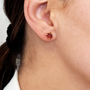 Tiny Raw Garnet Stud Earrings