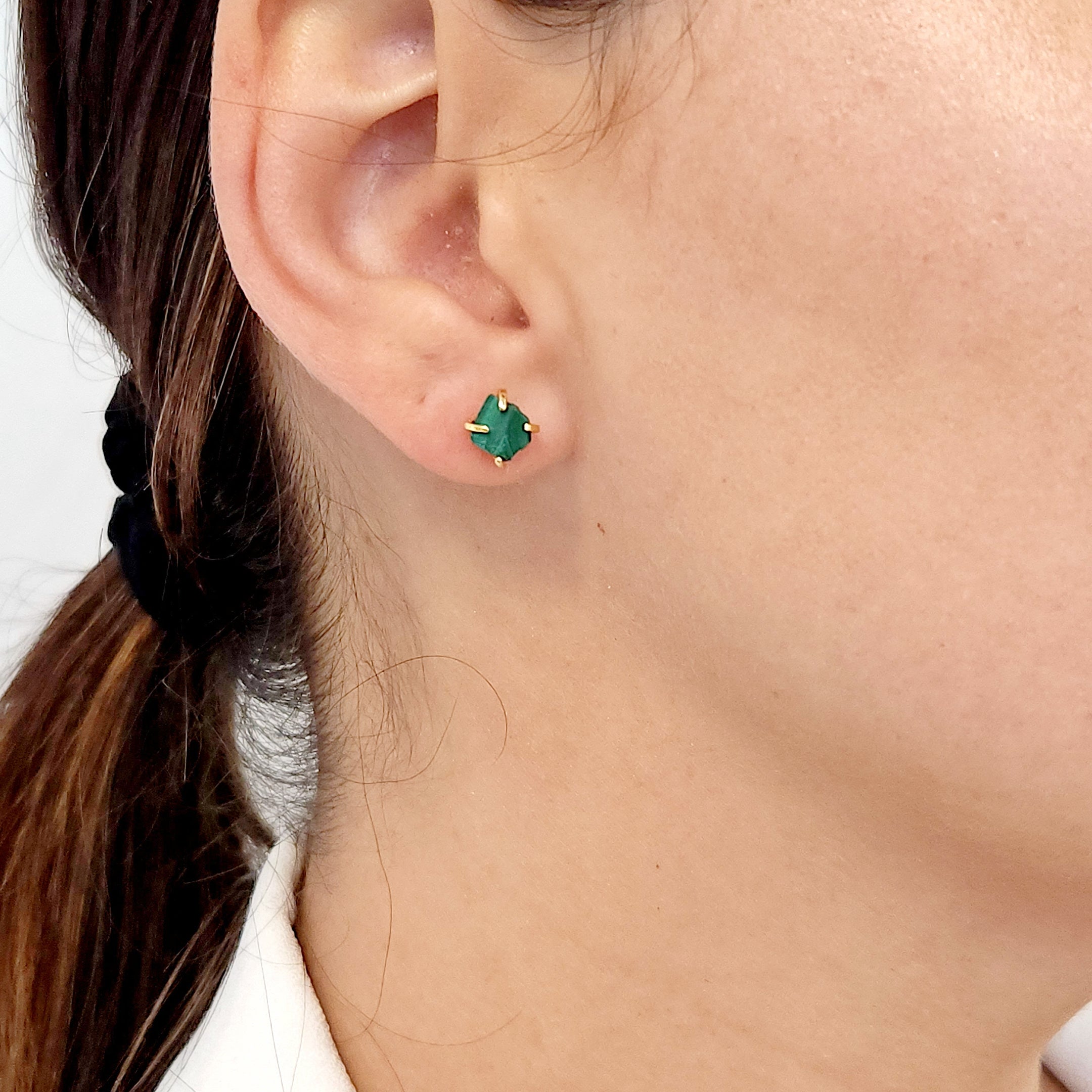 RAW Gemstone Stud Earrings, Small Crystal Earrings, Raw Stone Post Earrings,  Dainty Birthstone Studs, Rough Gemstone Jewelry, Boho Jewelry - Etsy